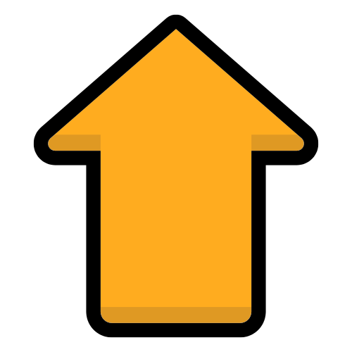 an orange up arrow